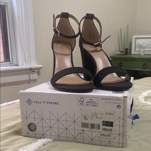 Call It Spring Black Ankle Strap Heels